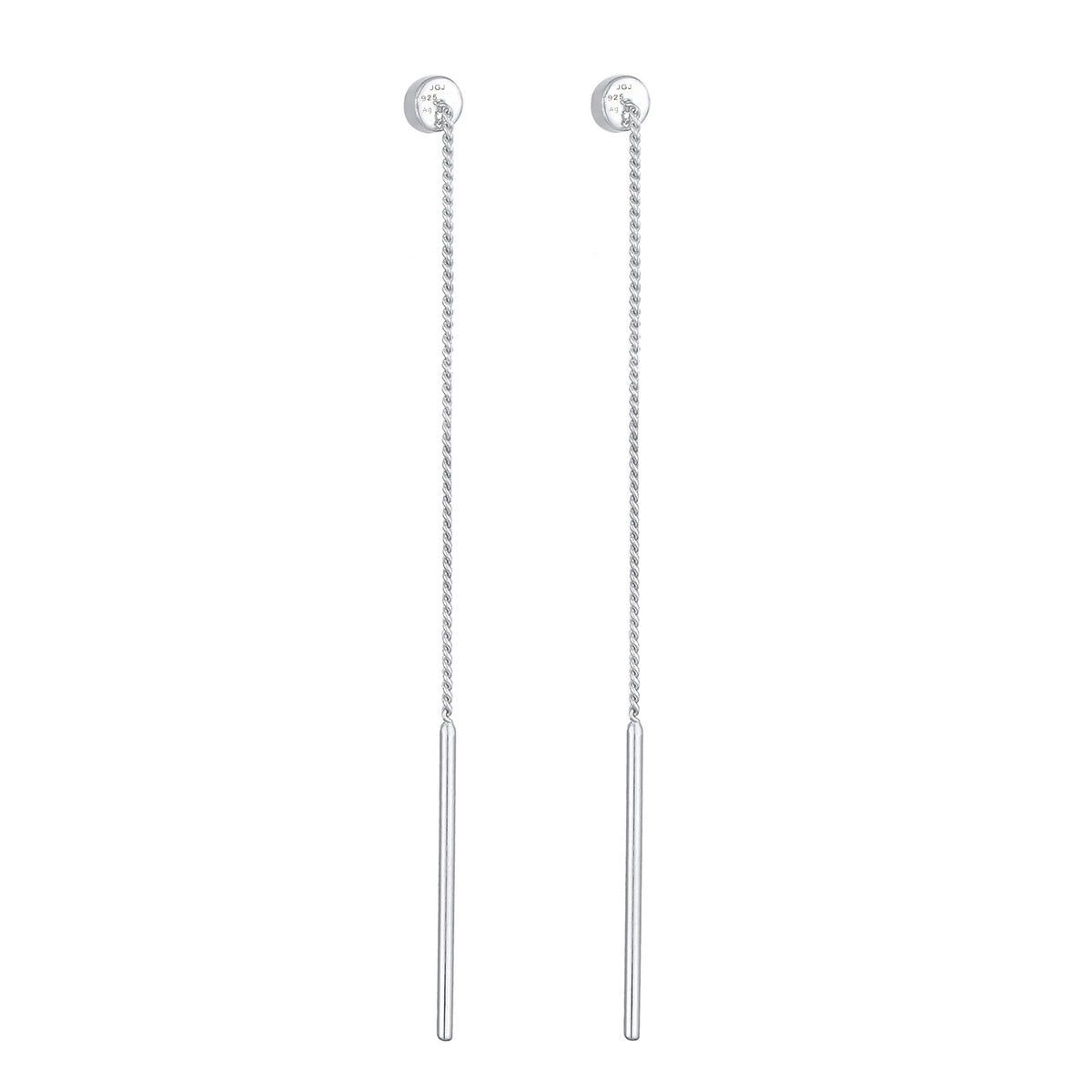 Silber - Elli | Ohrhänger Durchziehen Solitär | Mit Kristallen von Swarovski® (Weiß) | 925er Sterling Silber
