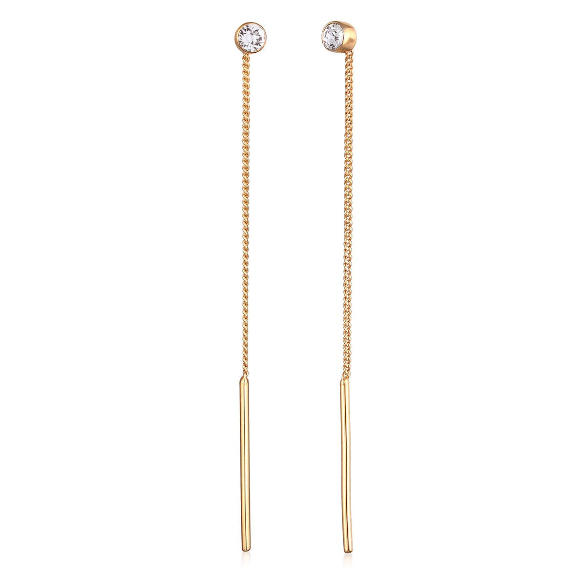Gold - Elli | Ohrhänger Durchziehen Solitär | Mit Kristallen von Swarovski® (Weiß) | 925er Sterling Silber Vergoldet