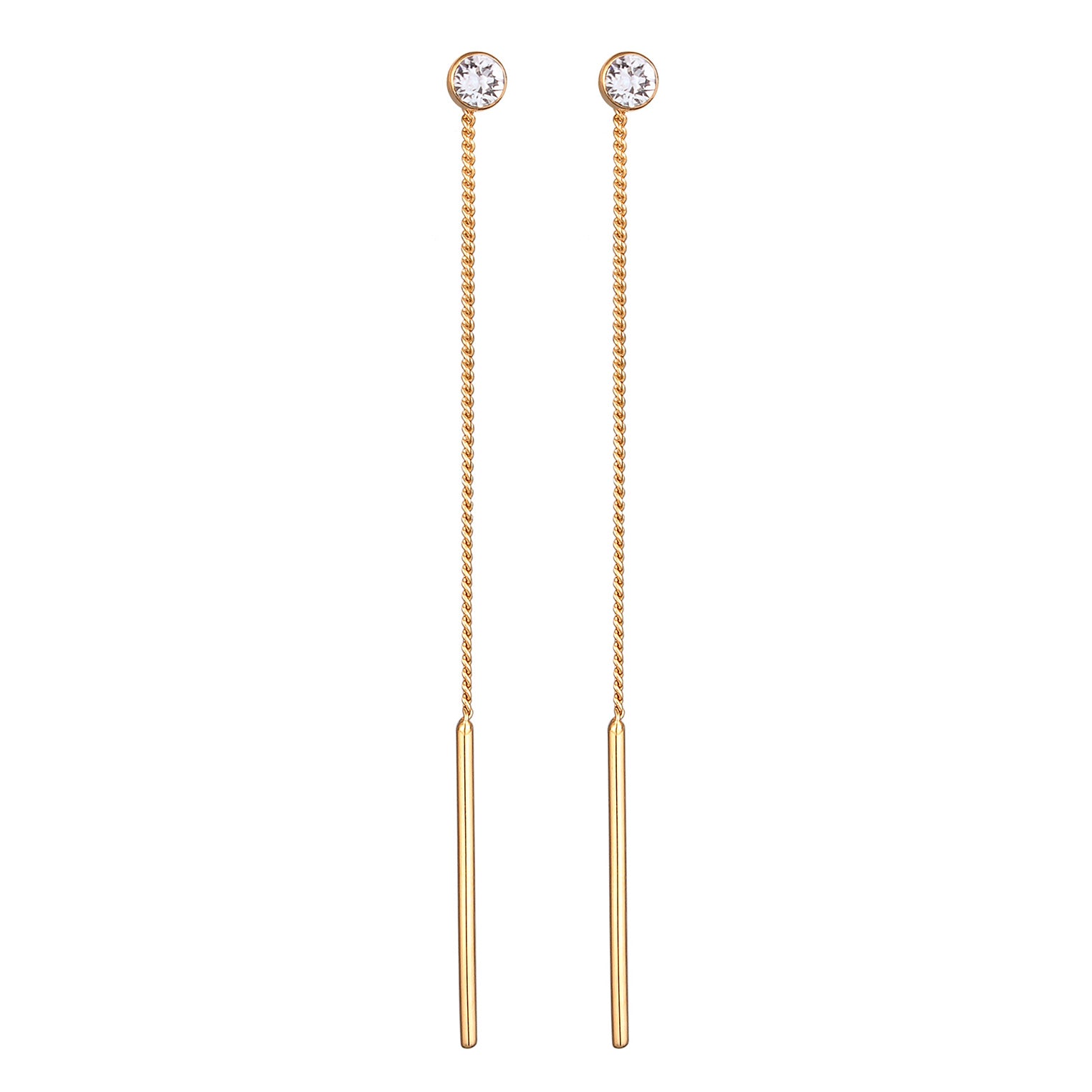 Gold - Elli | Ohrhänger Durchziehen Solitär | Mit Kristallen von Swarovski® (Weiß) | 925er Sterling Silber Vergoldet