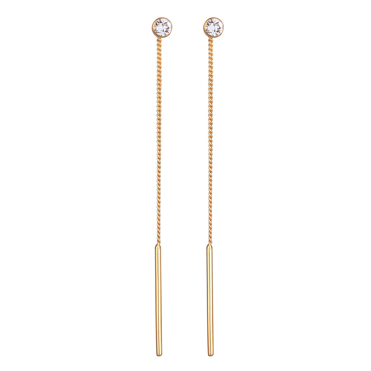 Gold - Elli | Ohrhänger Durchziehen Solitär | Mit Kristallen von Swarovski® (Weiß) | 925er Sterling Silber Vergoldet