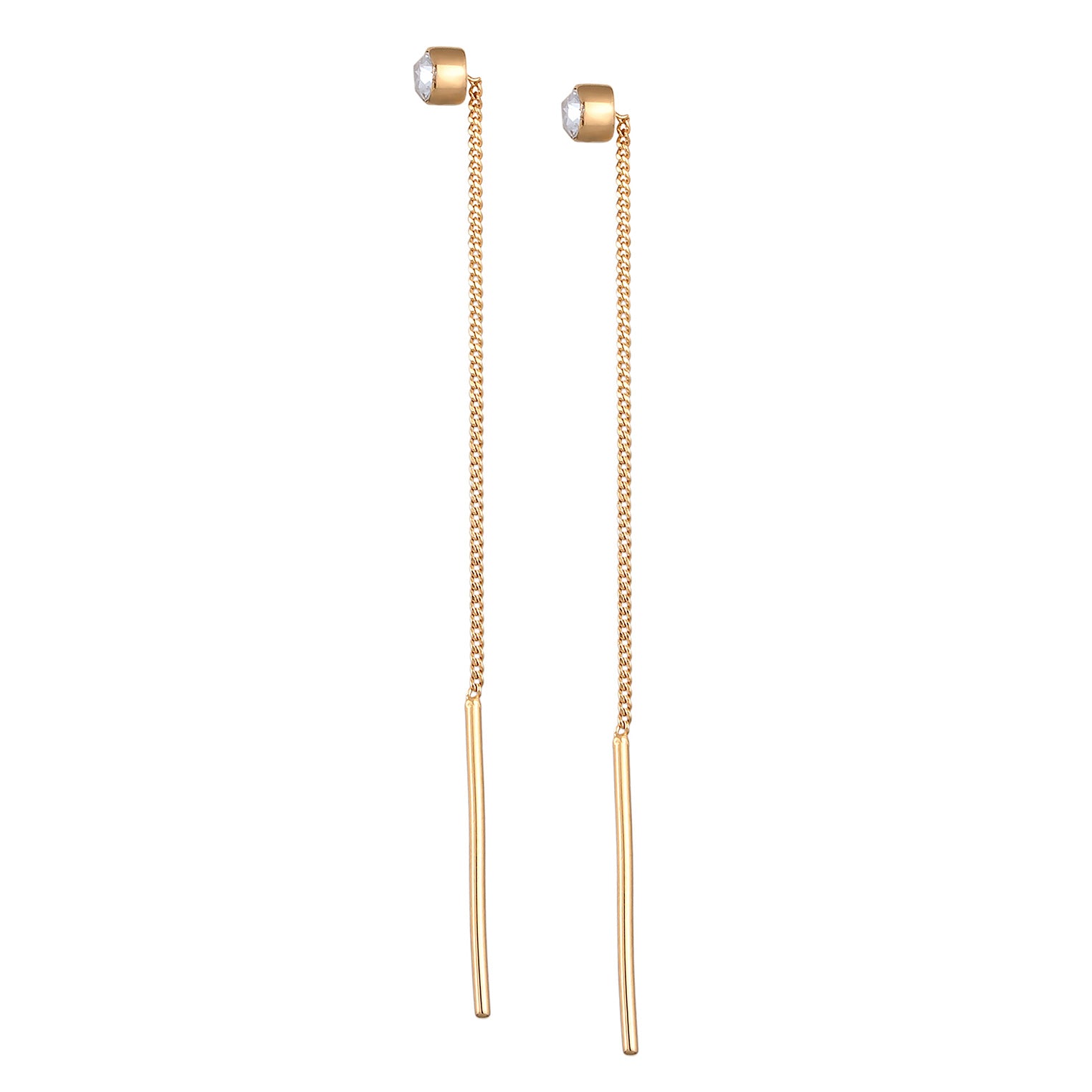 Gold - Elli | Ohrhänger Durchziehen Solitär | Mit Kristallen von Swarovski® (Weiß) | 925er Sterling Silber Vergoldet