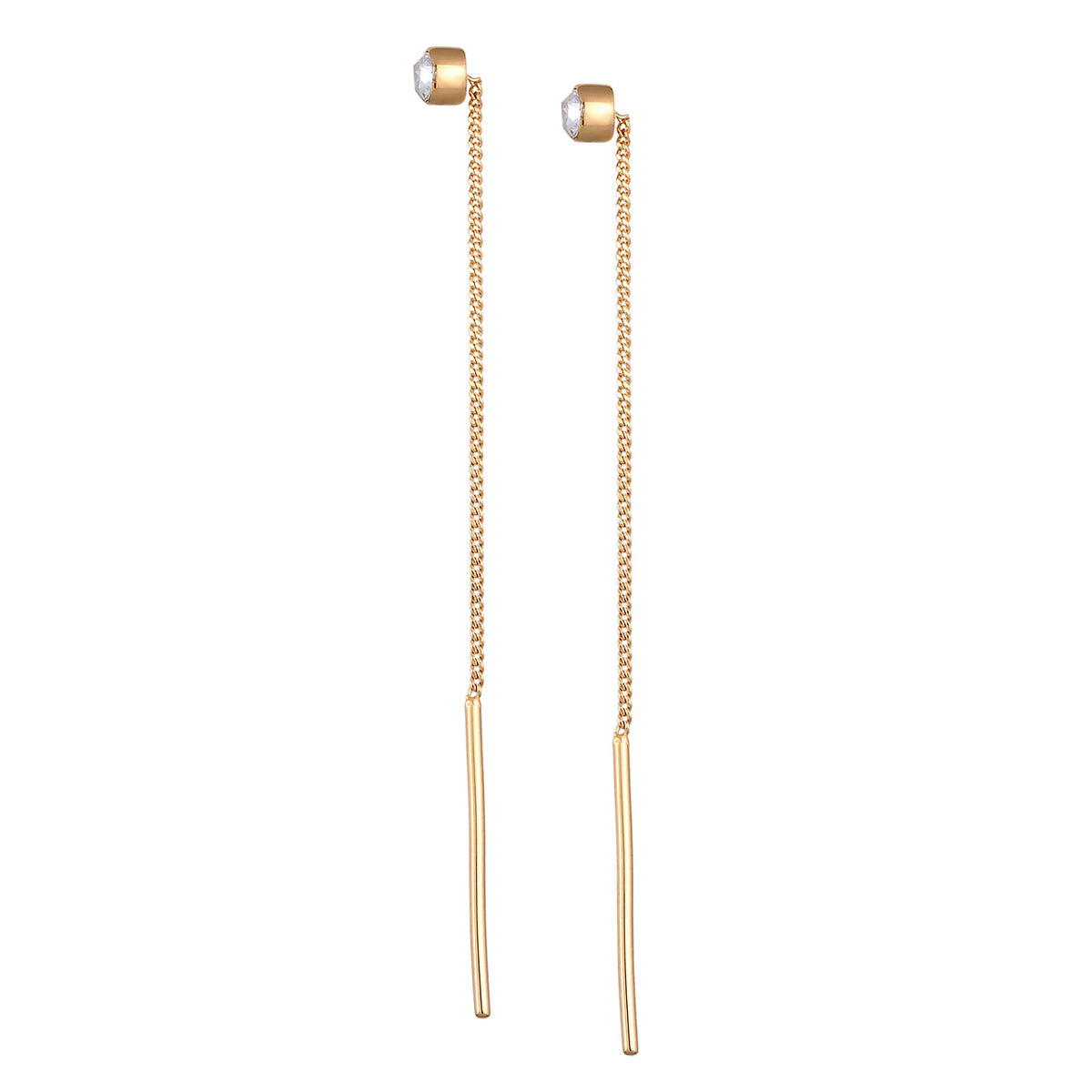 Gold - Elli | Ohrhänger Durchziehen Solitär | Mit Kristallen von Swarovski® (Weiß) | 925er Sterling Silber Vergoldet
