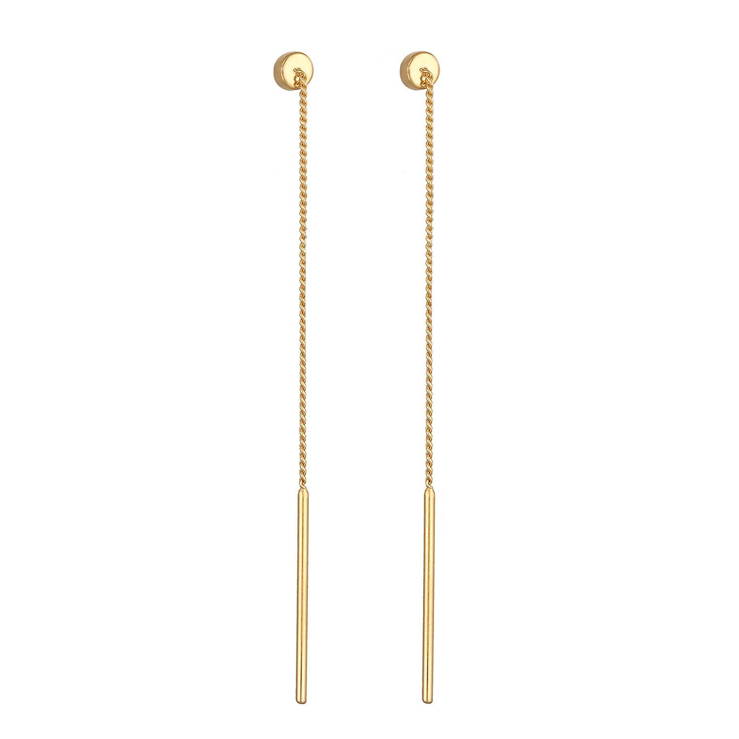 Gold - Elli | Ohrhänger Durchziehen Solitär | Mit Kristallen von Swarovski® (Weiß) | 925er Sterling Silber Vergoldet