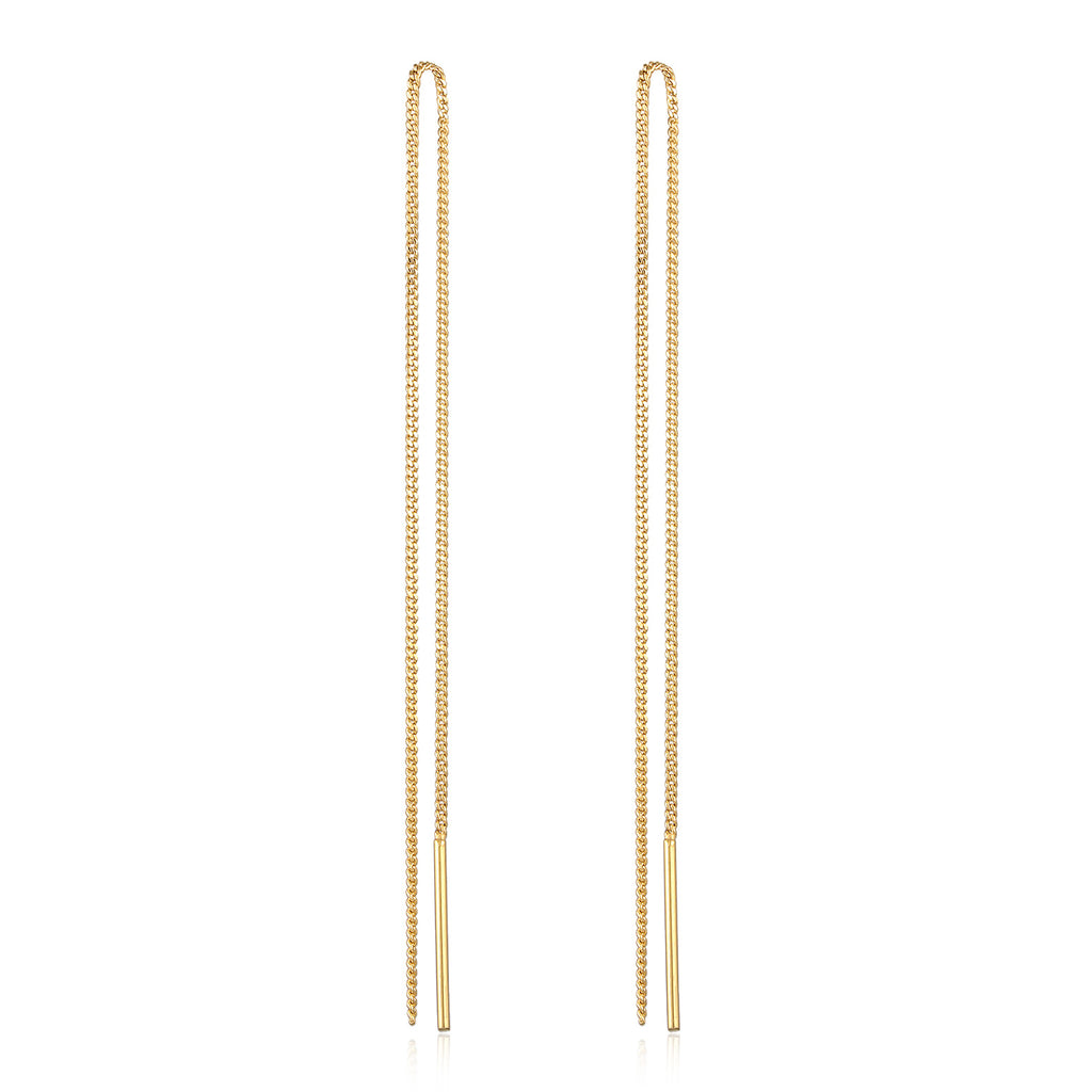 Gold - Elli PREMIUM | Ohrhänger Durchzieher Kette | 925er Sterling Silber Vergoldet