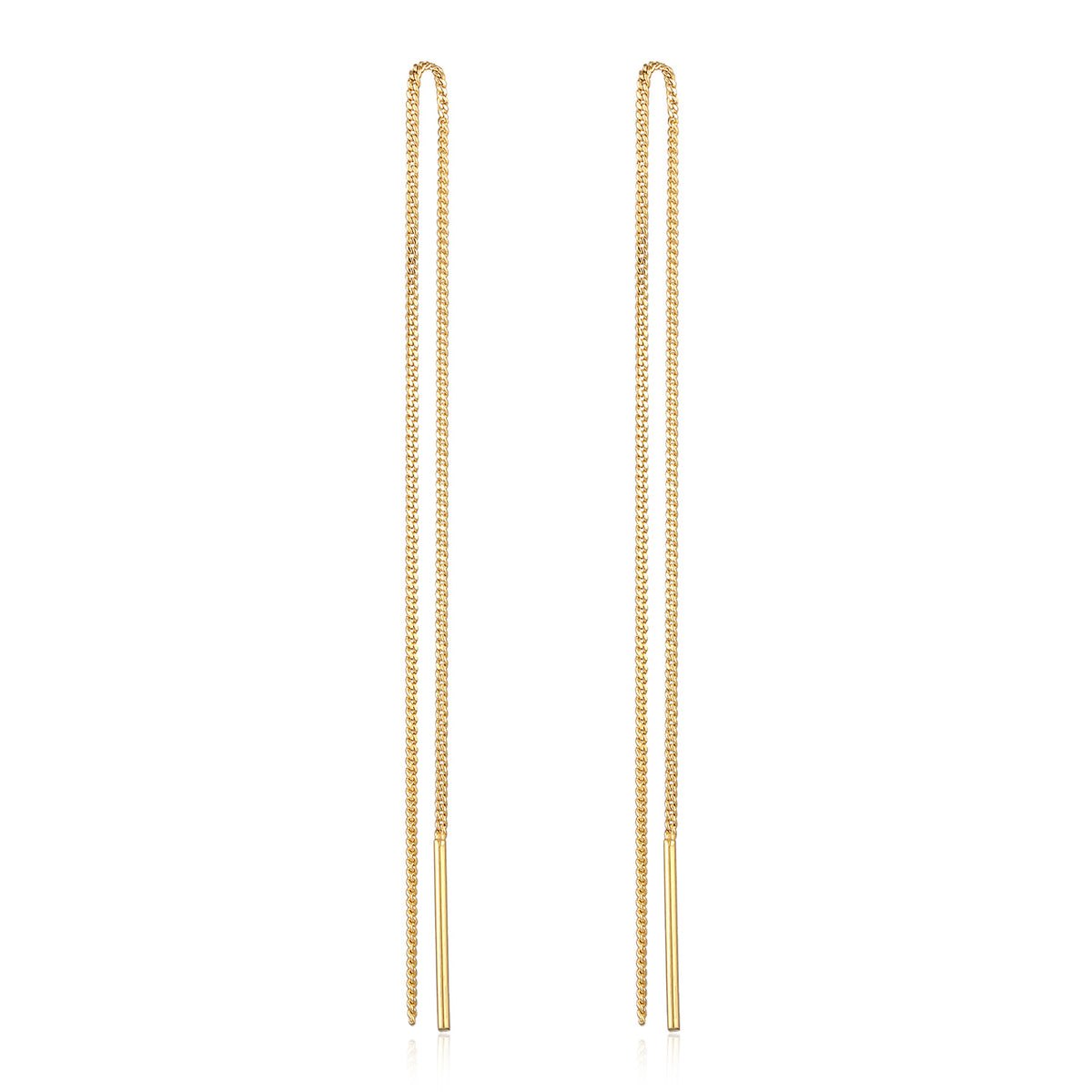 Gold - Elli PREMIUM | Ohrhänger Durchzieher Kette | 925er Sterling Silber Vergoldet