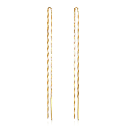 Gold - Elli PREMIUM | Ohrhänger Durchzieher Kette | 925er Sterling Silber Vergoldet