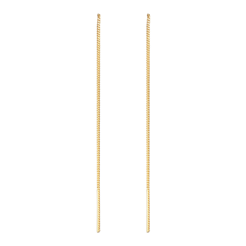 Gold - Elli PREMIUM | Ohrhänger Durchzieher Kette | 925er Sterling Silber Vergoldet