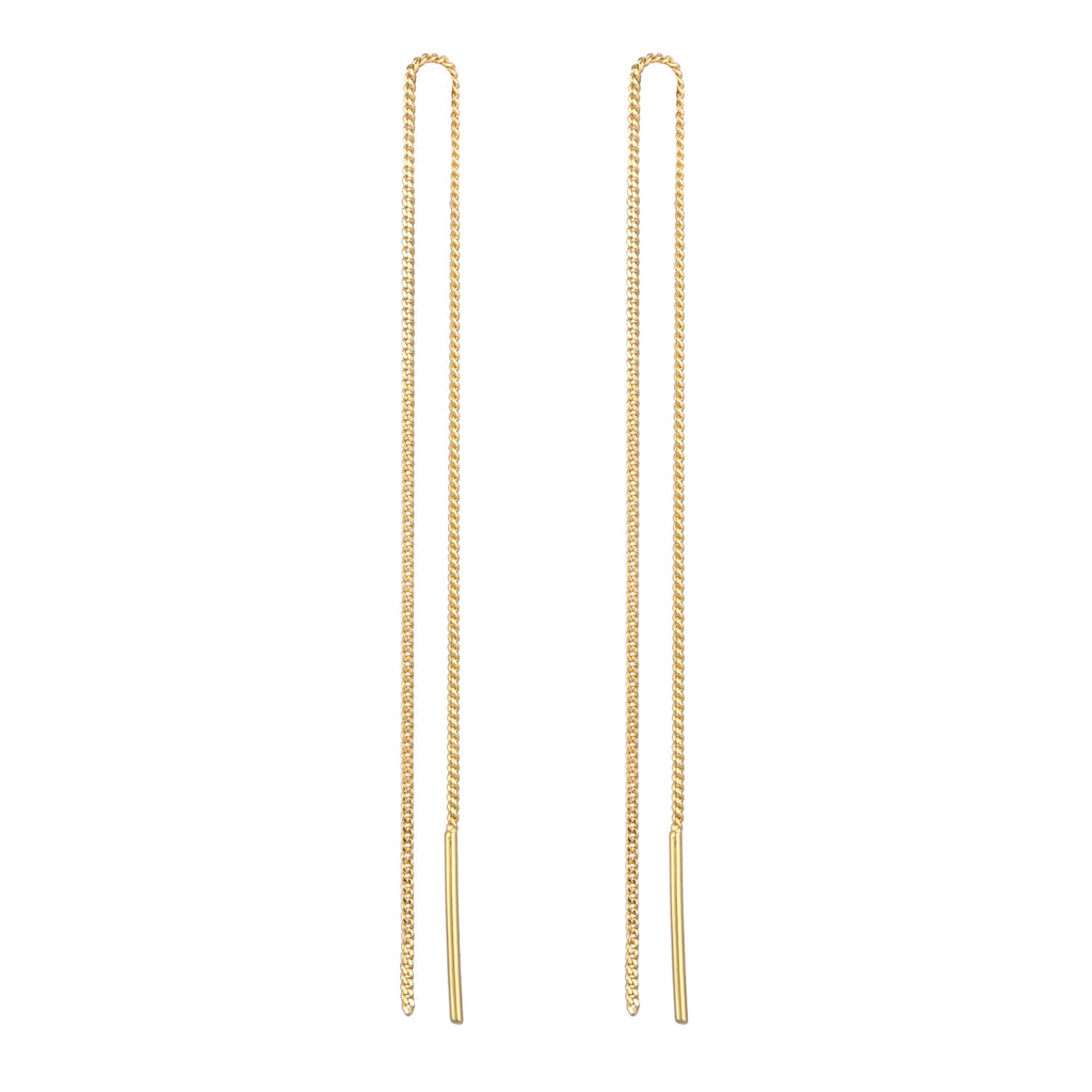 Gold - Elli PREMIUM | Ohrhänger Durchzieher Kette | 925er Sterling Silber Vergoldet
