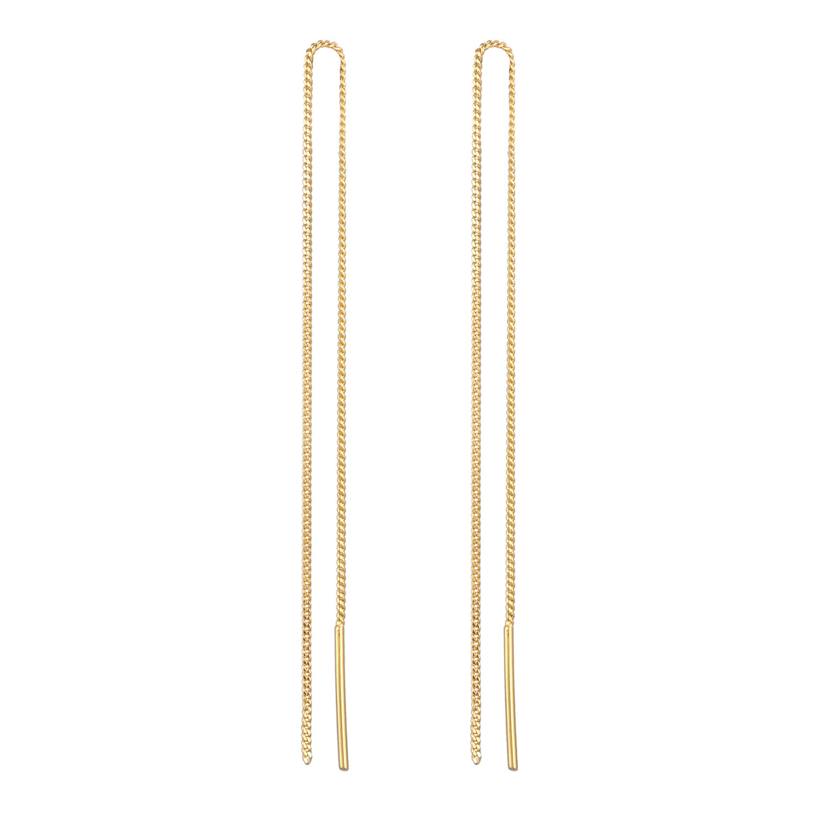 Gold - Elli PREMIUM | Ohrhänger Durchzieher Kette | 925er Sterling Silber Vergoldet