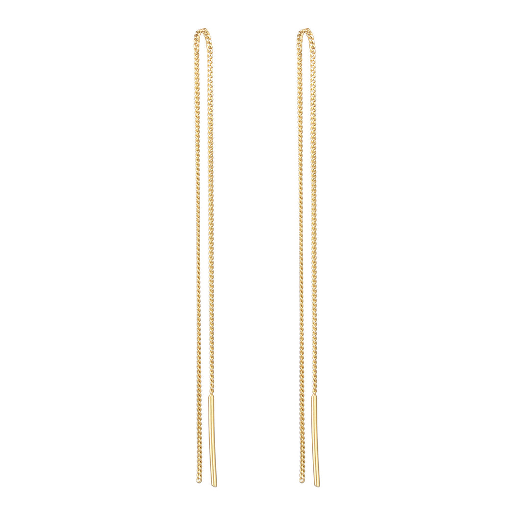 Gold - Elli PREMIUM | Ohrhänger Durchzieher Kette | 925er Sterling Silber Vergoldet