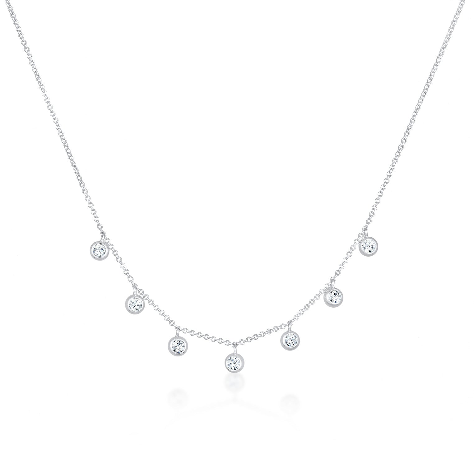 Silber - Elli | Halskette Anhänger Filigran | Mit Kristallen von Swarovski® (Weiß) | 925er Sterling Silber