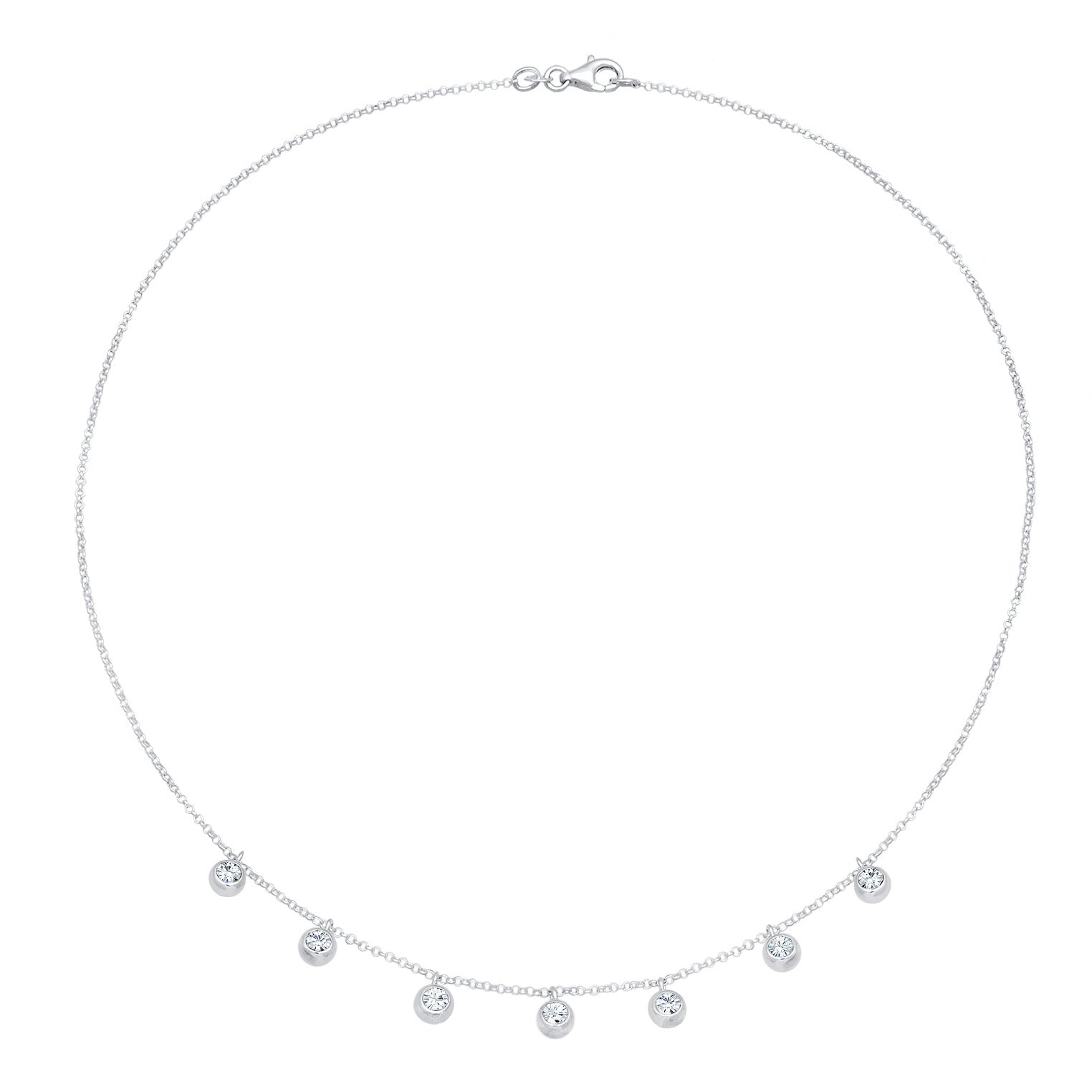 Silber - Elli | Halskette Anhänger Filigran | Mit Kristallen von Swarovski® (Weiß) | 925er Sterling Silber