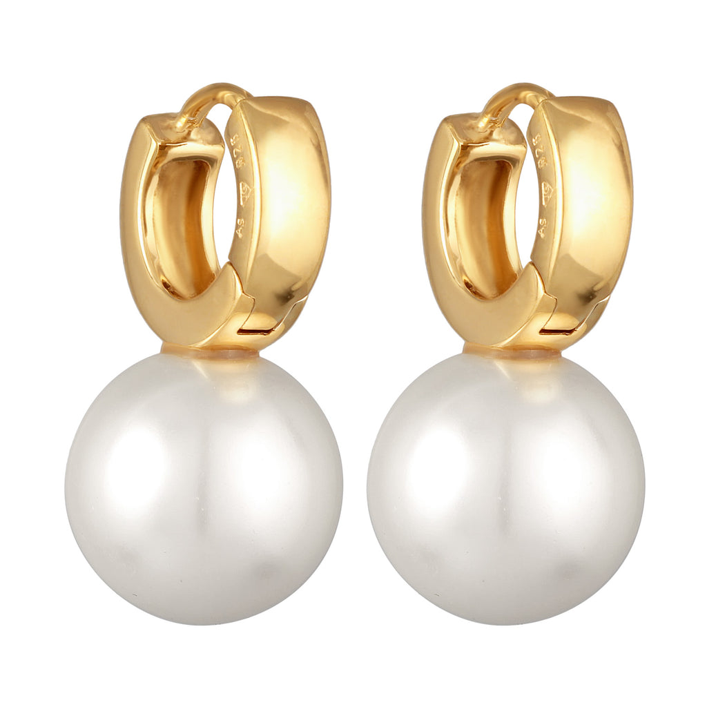 Gold - Elli | Creolen Elegant | Glasperlen | 925er Sterling Silber Vergoldet
