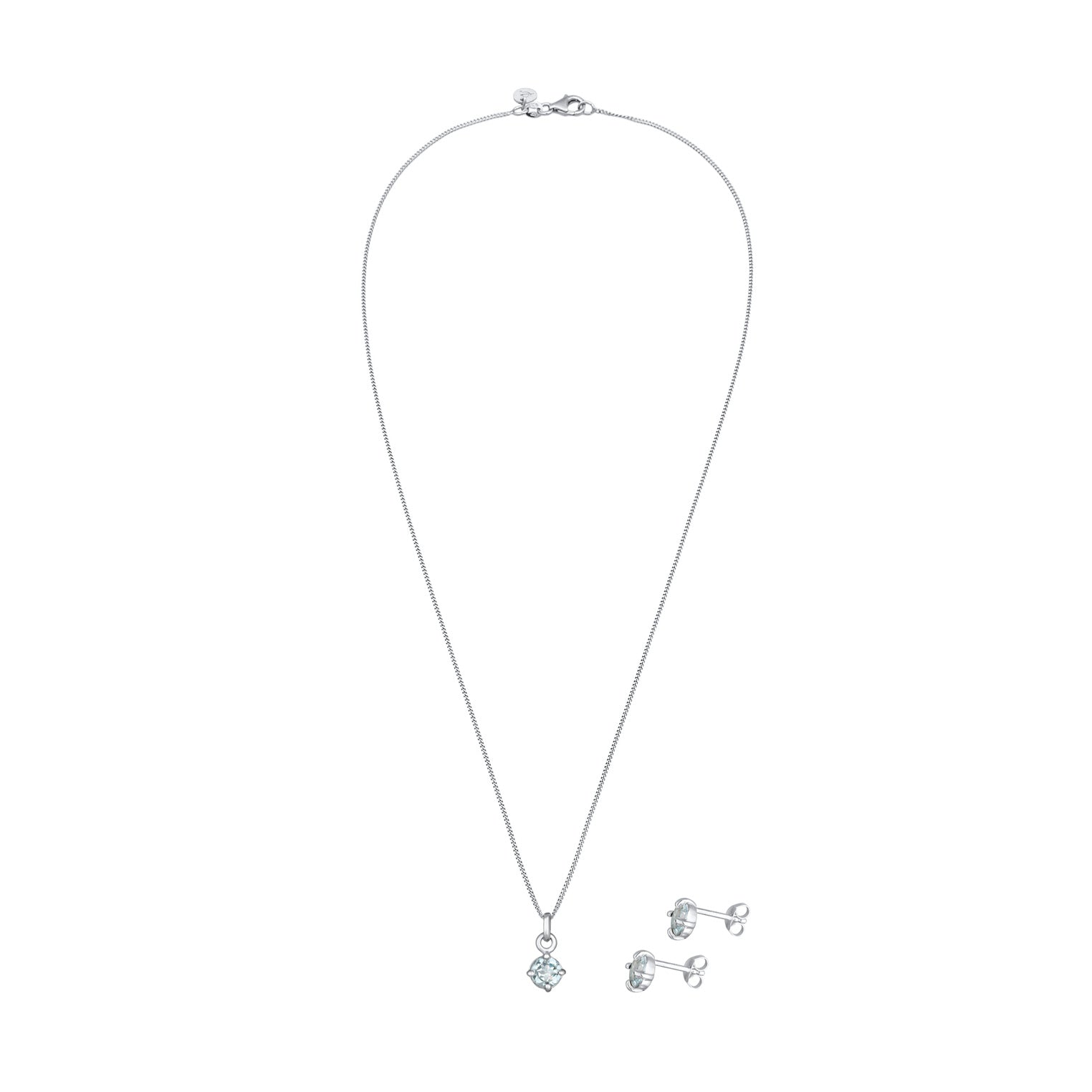 Silber - Elli PREMIUM | Schmuckset Solitär | Topaz (Weiß) | 925er Sterling Silber