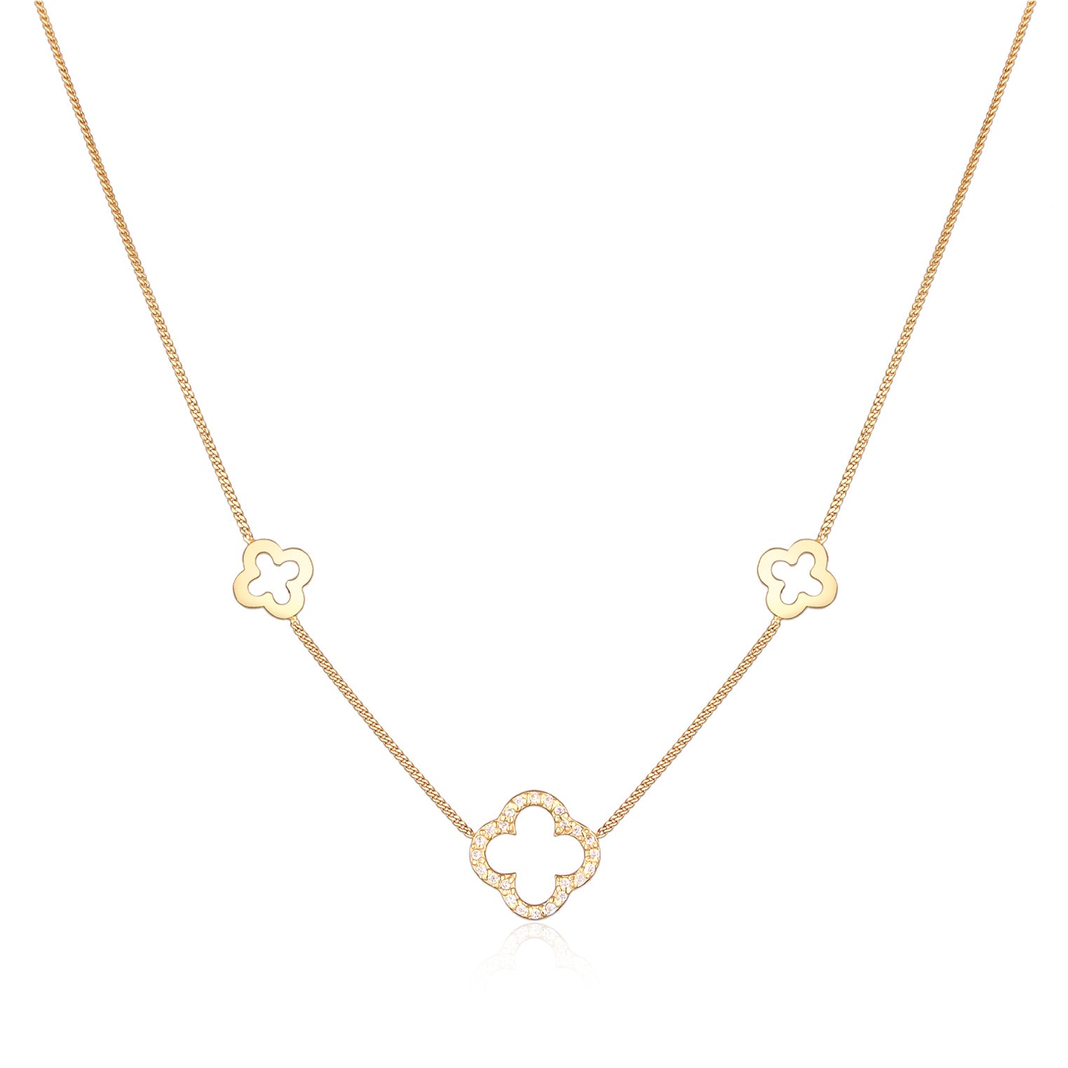 Gold - Elli | Halskette Kleeblatt Symbol | 925er Sterling Silber Vergoldet
