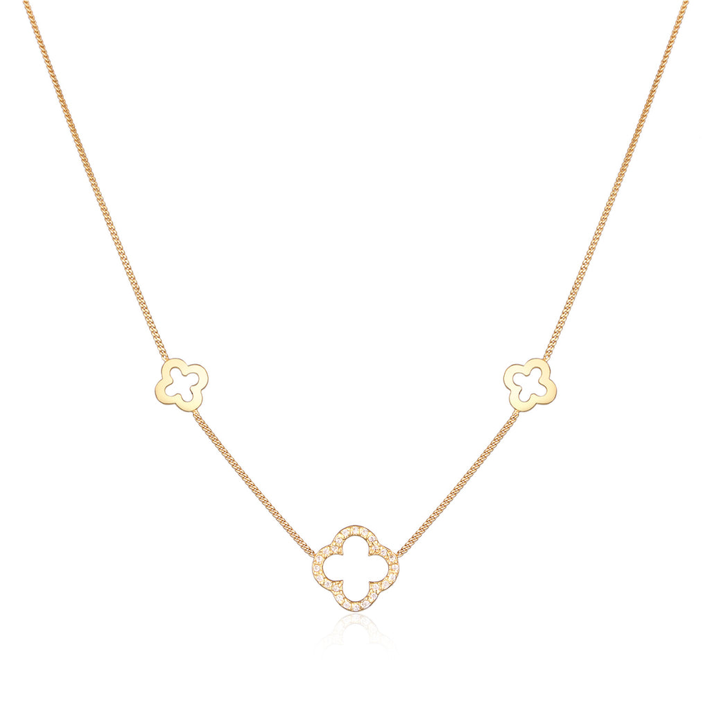 Gold - Elli | Halskette Kleeblatt Symbol | 925er Sterling Silber Vergoldet