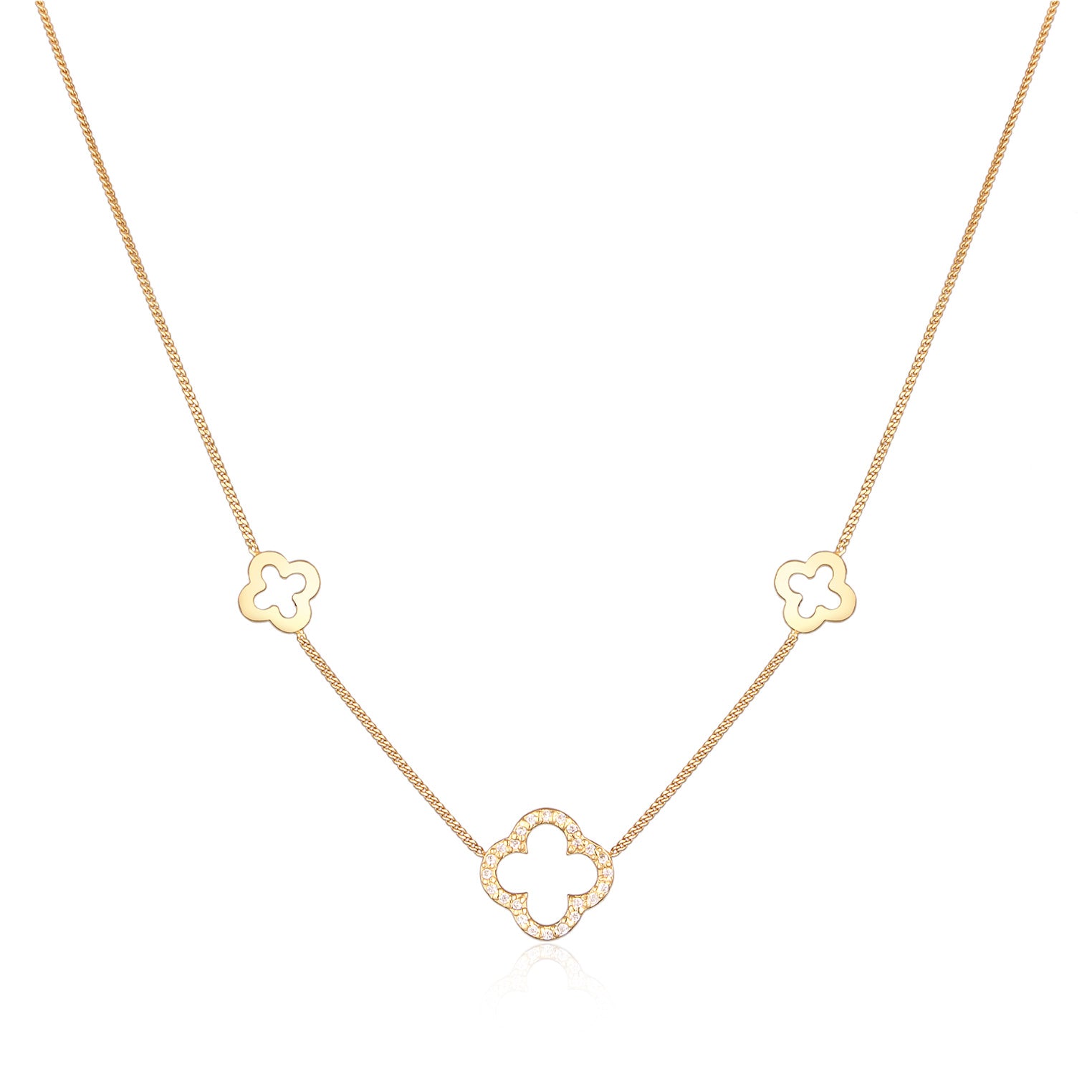 Gold - Elli | Halskette Kleeblatt Symbol | 925er Sterling Silber Vergoldet