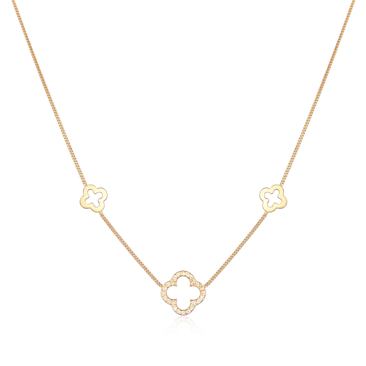 Gold - Elli | Halskette Kleeblatt Symbol | 925er Sterling Silber Vergoldet