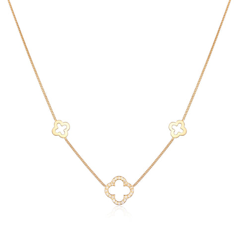 Gold - Elli | Halskette Kleeblatt Symbol | 925er Sterling Silber Vergoldet
