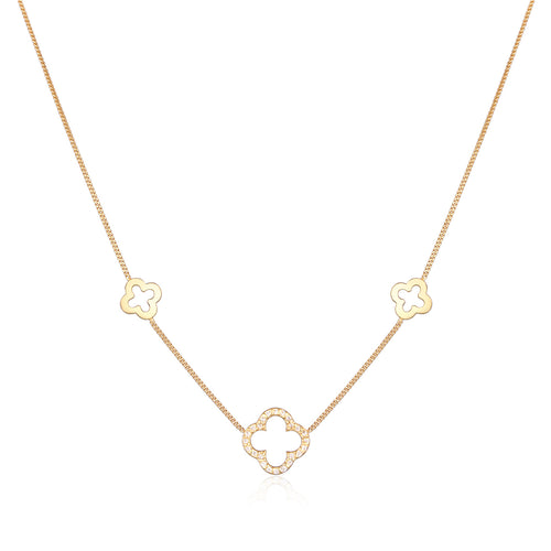 Gold - Elli | Halskette Kleeblatt Symbol | 925er Sterling Silber Vergoldet