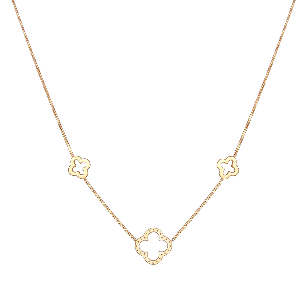 Gold - Elli | Halskette Kleeblatt Symbol | 925er Sterling Silber Vergoldet