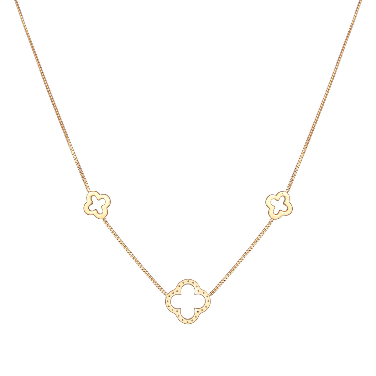 Gold - Elli | Halskette Kleeblatt Symbol | 925er Sterling Silber Vergoldet