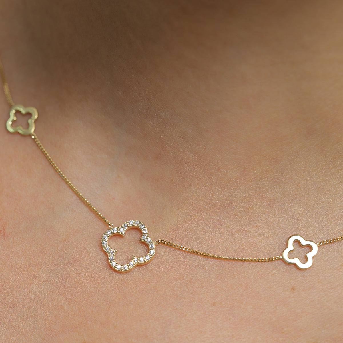 Gold - Elli | Halskette Kleeblatt Symbol | 925er Sterling Silber Vergoldet