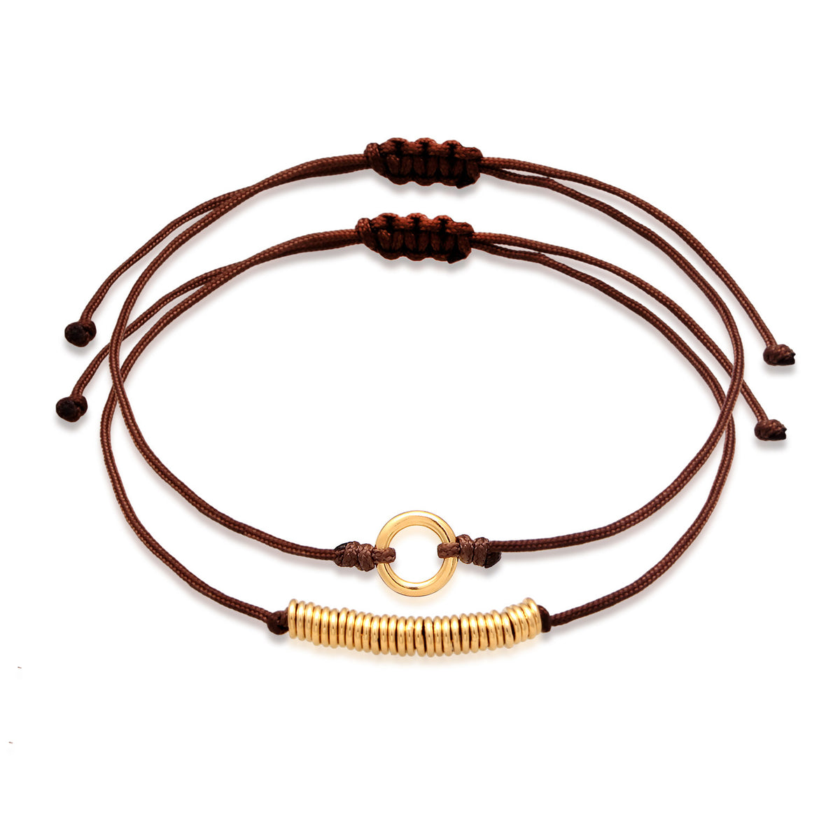 Braun - Elli | Armbandset Kreis | Nylon (Braun) | 925 Sterling Silber vergoldet