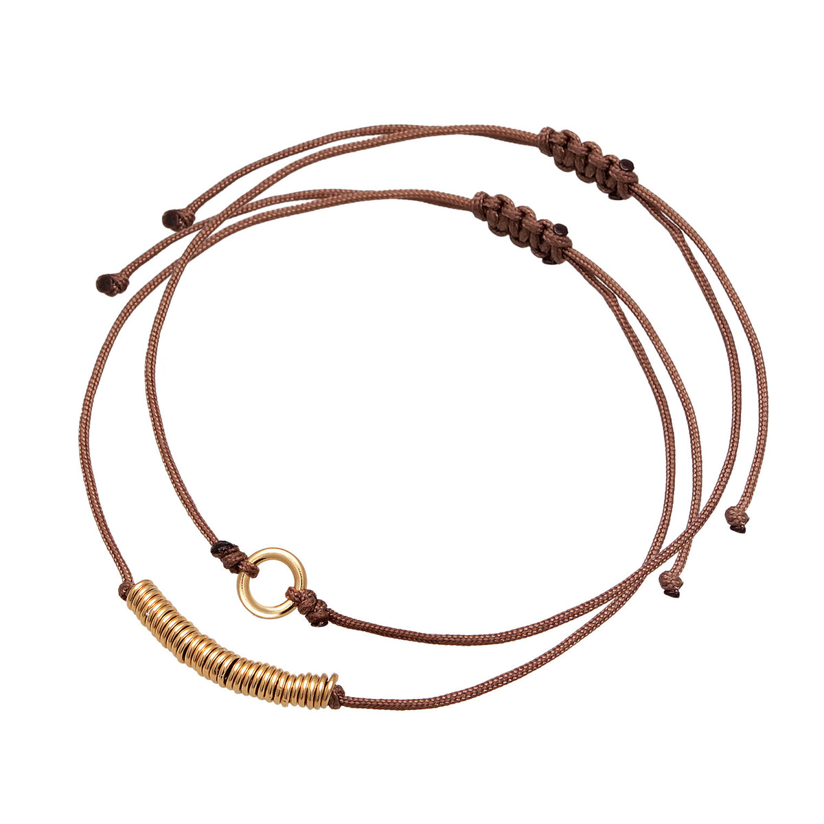 Braun - Elli | Armbandset Kreis | Nylon (Braun) | 925 Sterling Silber vergoldet