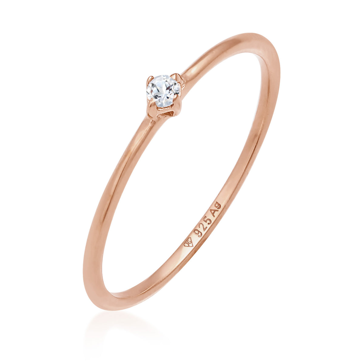 Roségold - Elli PREMIUM | Verlobungsring | Topas (Weiß) | 925er Sterling Silber Rosé-vergoldet