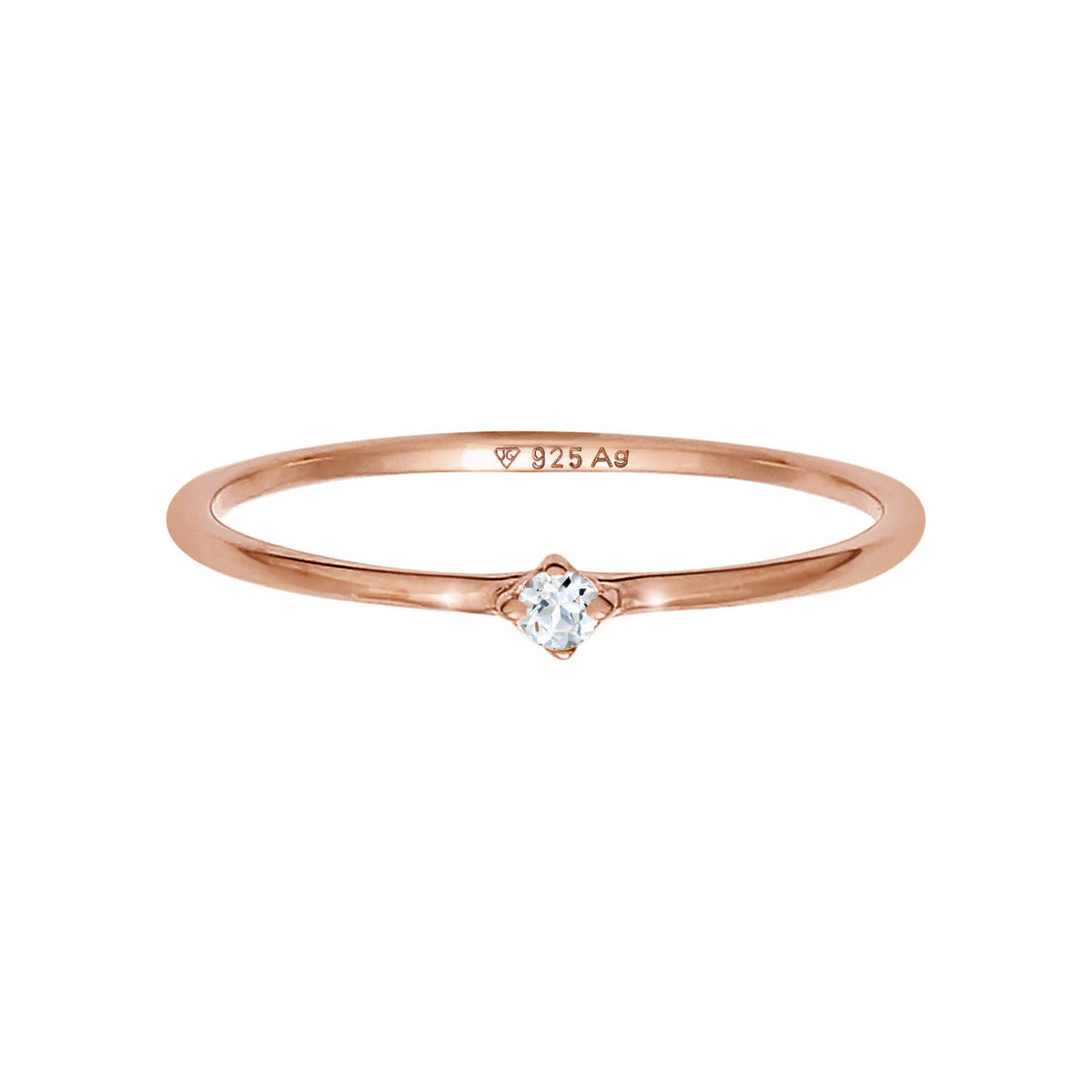 Roségold - Elli PREMIUM | Verlobungsring | Topas (Weiß) | 925er Sterling Silber Rosé-vergoldet