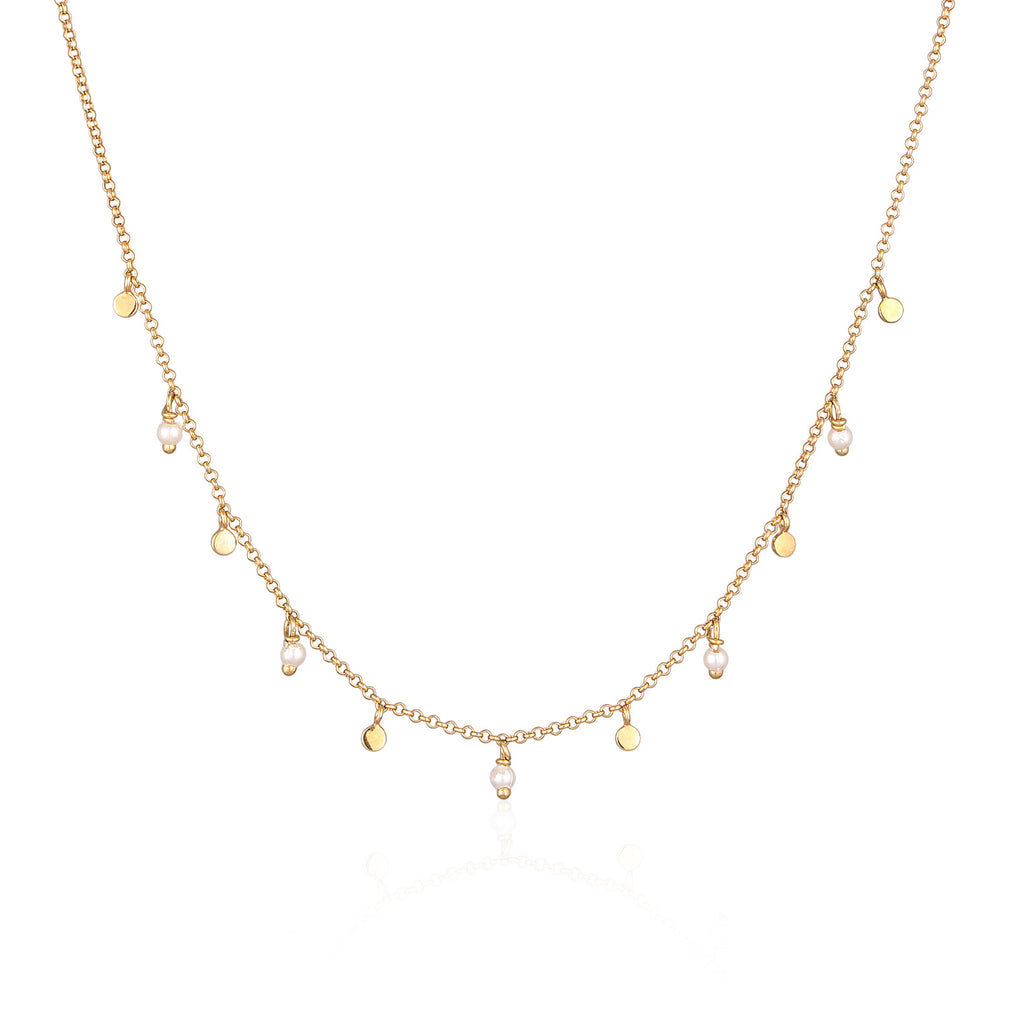 Gold - Elli | Halskette Plättchen | 925er Sterling Silber Vergoldet
