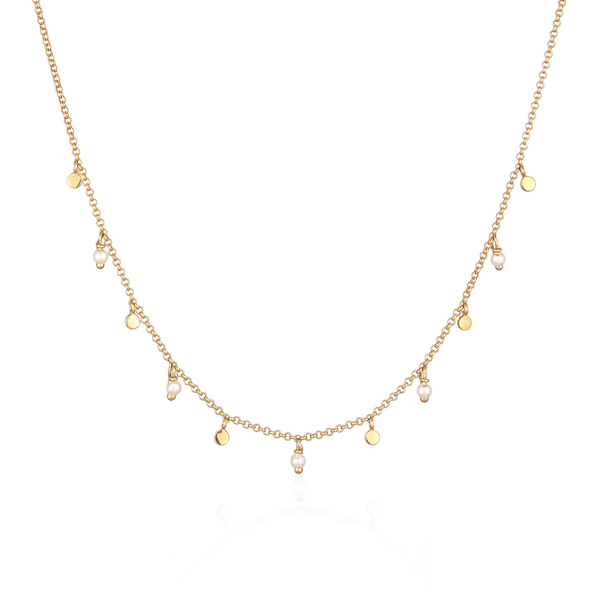 Gold - Elli | Halskette Plättchen | 925er Sterling Silber Vergoldet