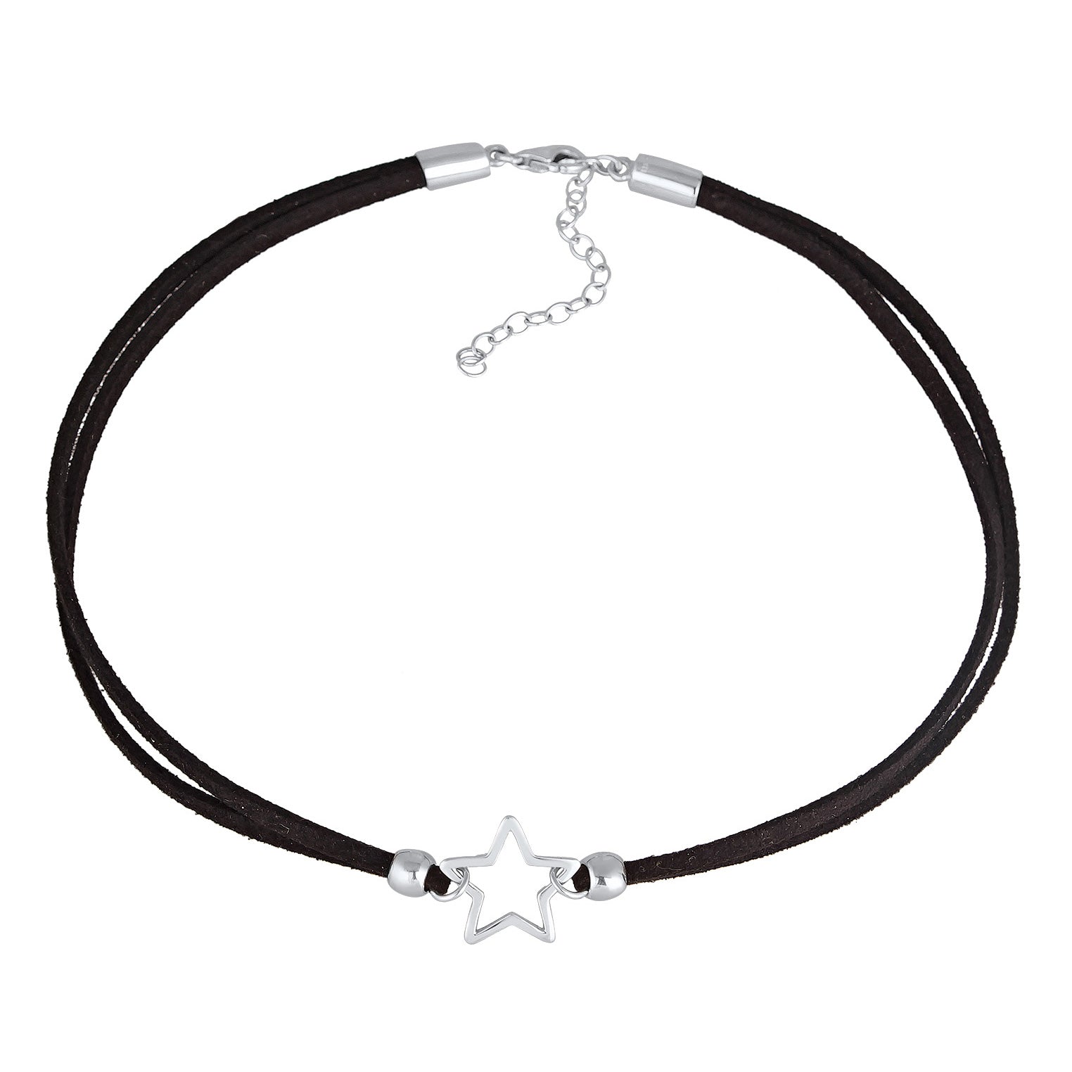 Silber - Elli | Choker Kreis | Kunstleder | 925er Sterling Silber