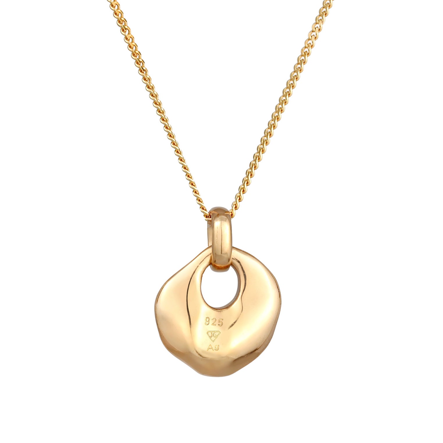 Gold - Elli | Halskette Disc Organic | 925er Sterling Silber Vergoldet