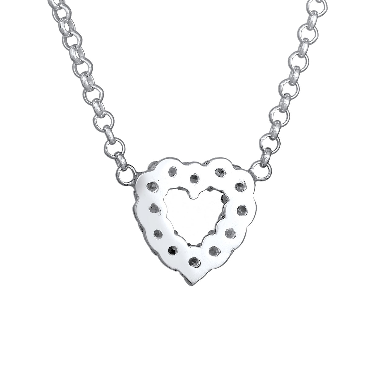 Silber - Elli DIAMONDS | Halskette Herz | Laborgezüchteter Diamant (Weiß, 0.018 ct.) | 925er Sterling Silber