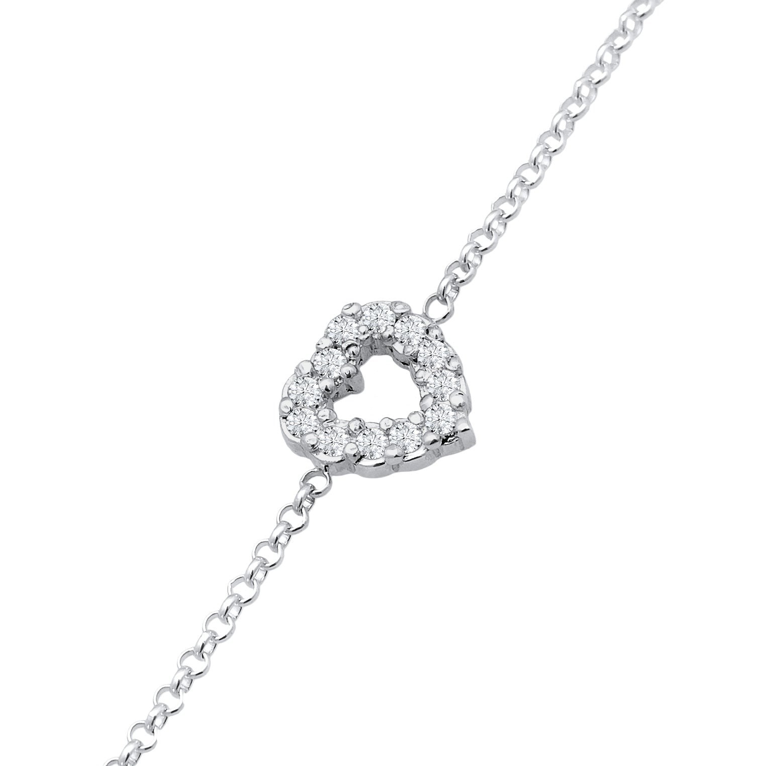 Silber - Elli DIAMONDS | Armband Herz Anhänger | Laborgezüchteter Diamant (Weiß, 0.18) | 925er Sterling Silber