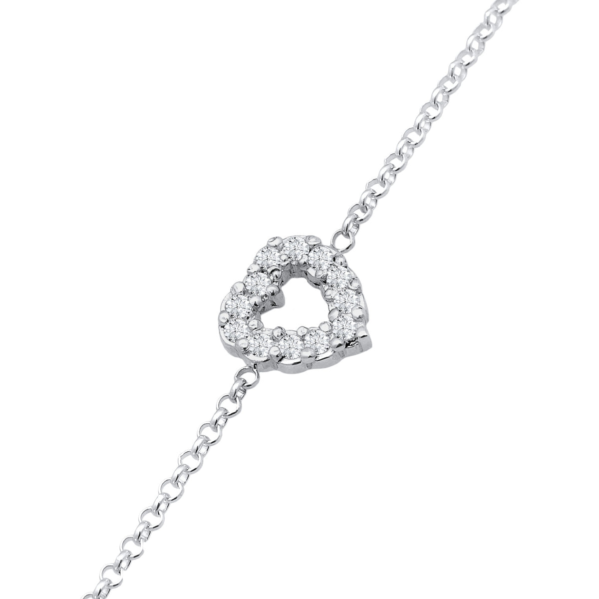 Silber - Elli DIAMONDS | Armband Herz Anhänger | Laborgezüchteter Diamant (Weiß, 0.18) | 925er Sterling Silber