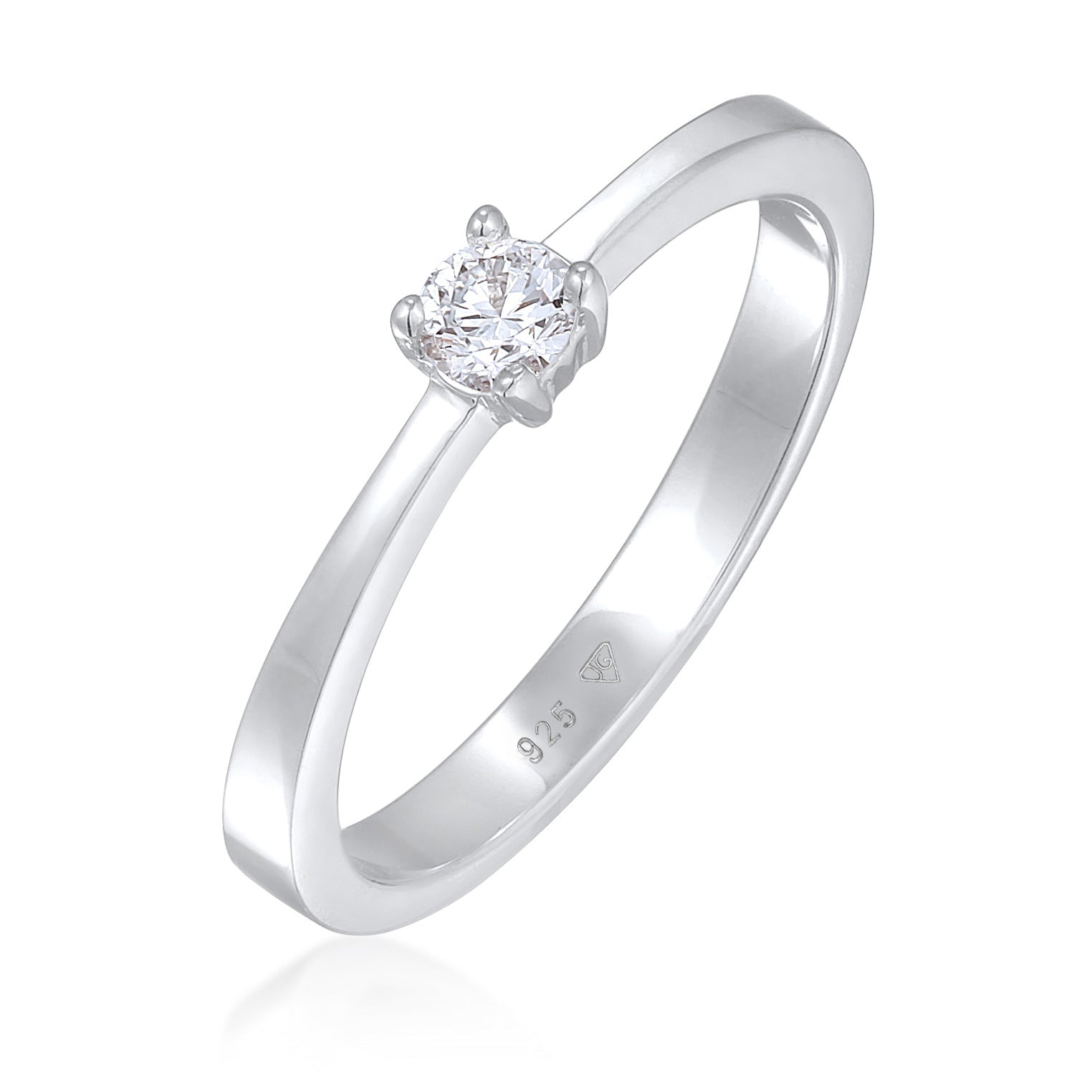 Silber - Elli DIAMONDS | Verlobungsring | Laborgezüchteter Diamant (Weiß, 0.17 ct.) | 925er Sterling Silber