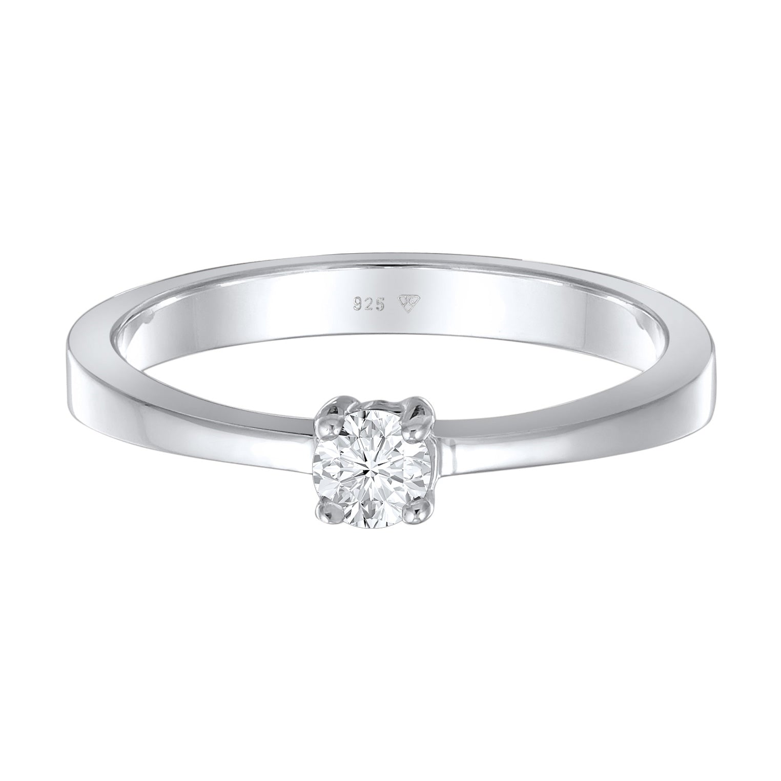 Silber - Elli DIAMONDS | Verlobungsring | Laborgezüchteter Diamant (Weiß, 0.17 ct.) | 925er Sterling Silber