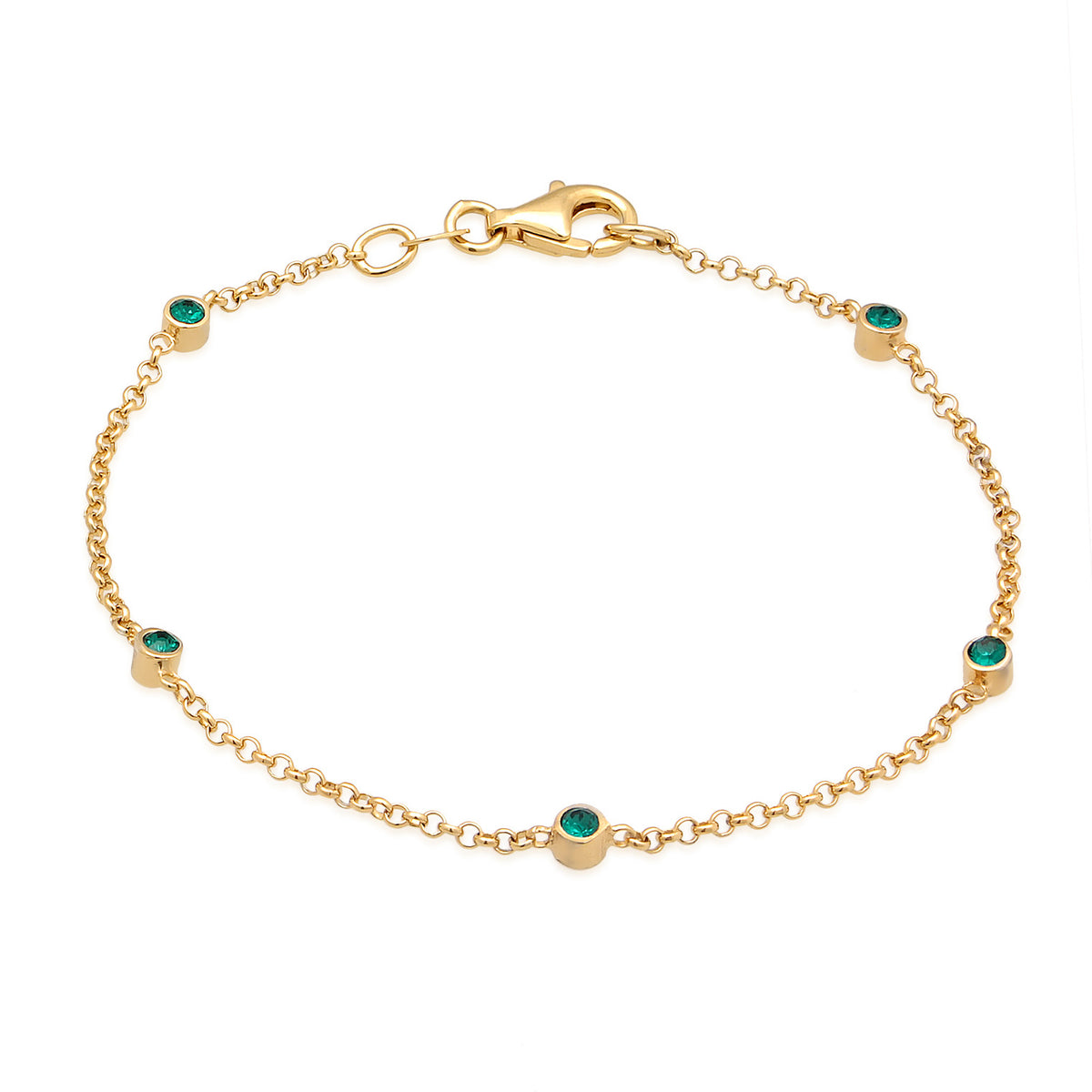 Grün - Elli | Armband | Kristall (Grün) | 925er Sterling Silber Vergoldet