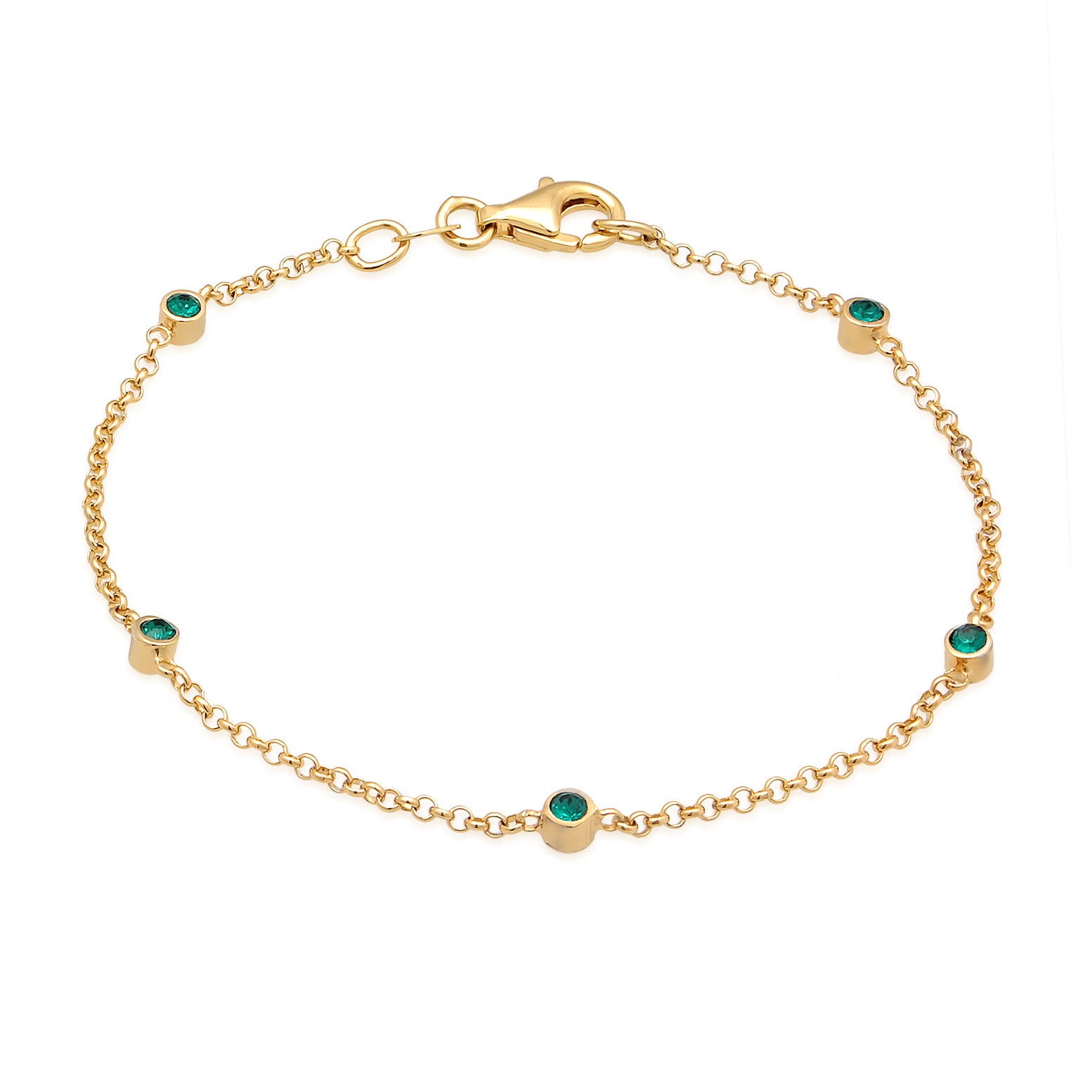 Grün - Elli | Armband | Kristall (Grün) | 925er Sterling Silber Vergoldet