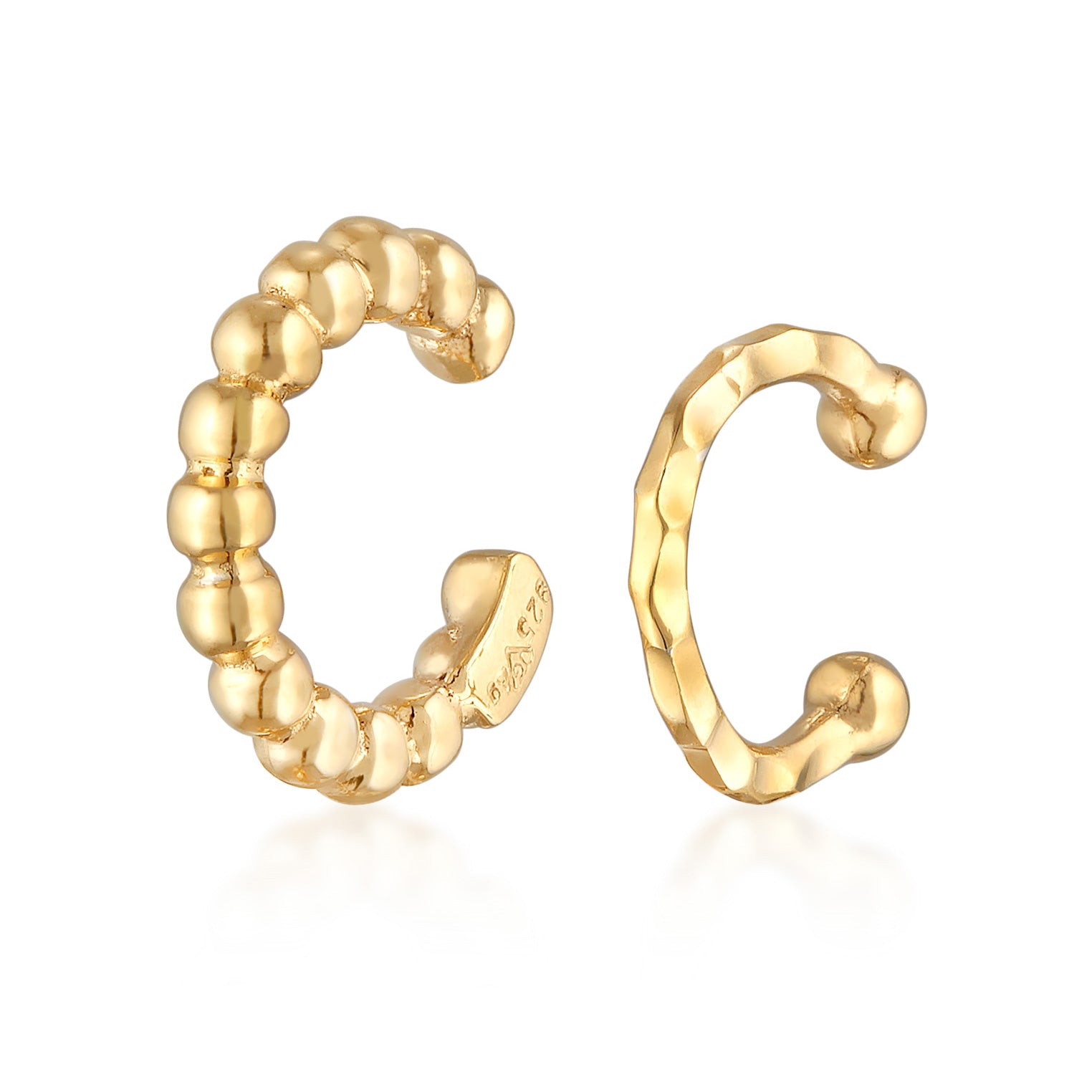 Gold - Elli | Earcuff Set Kugeln | 925er Sterling Silber Vergoldet