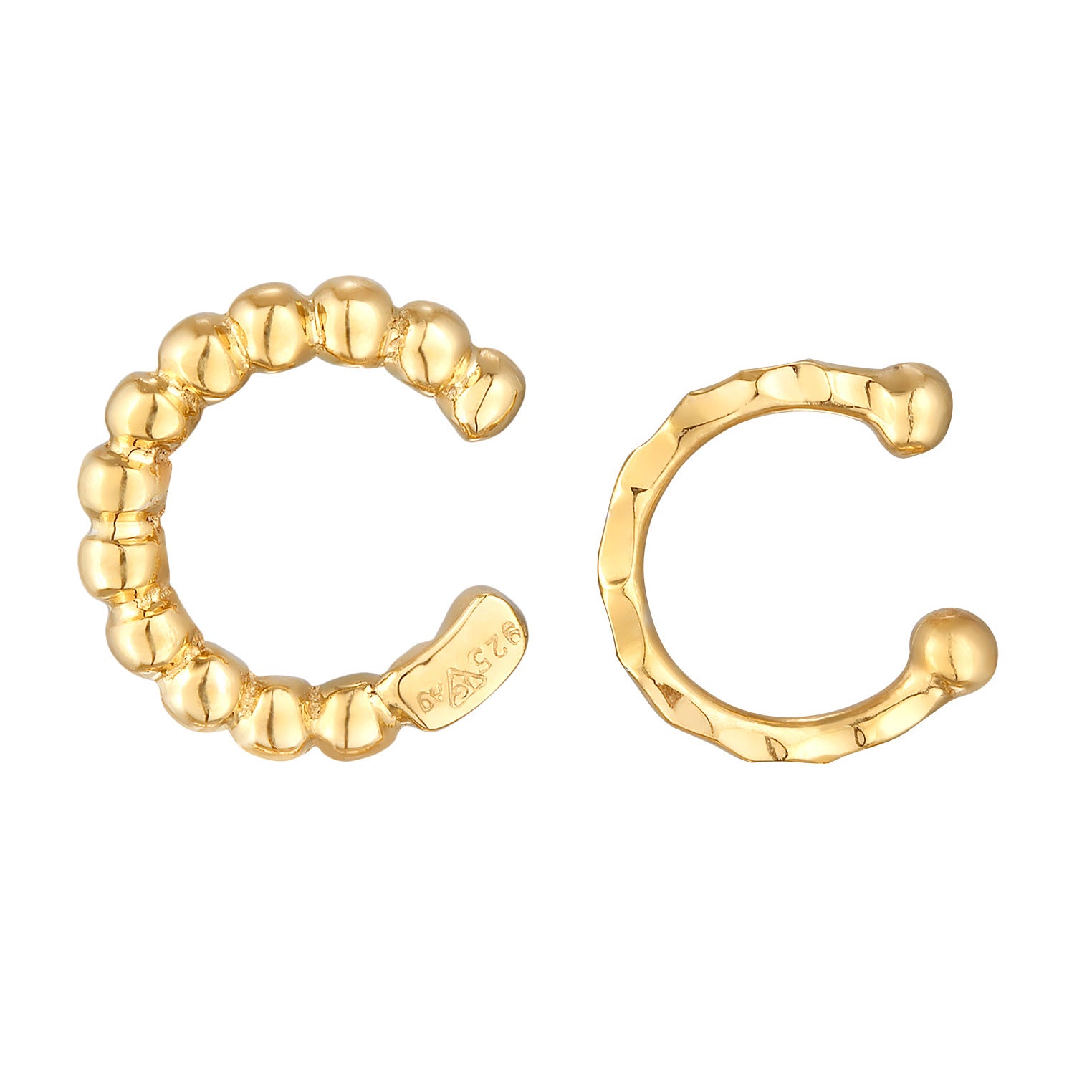 Gold - Elli | Earcuff Set Kugeln | 925er Sterling Silber Vergoldet