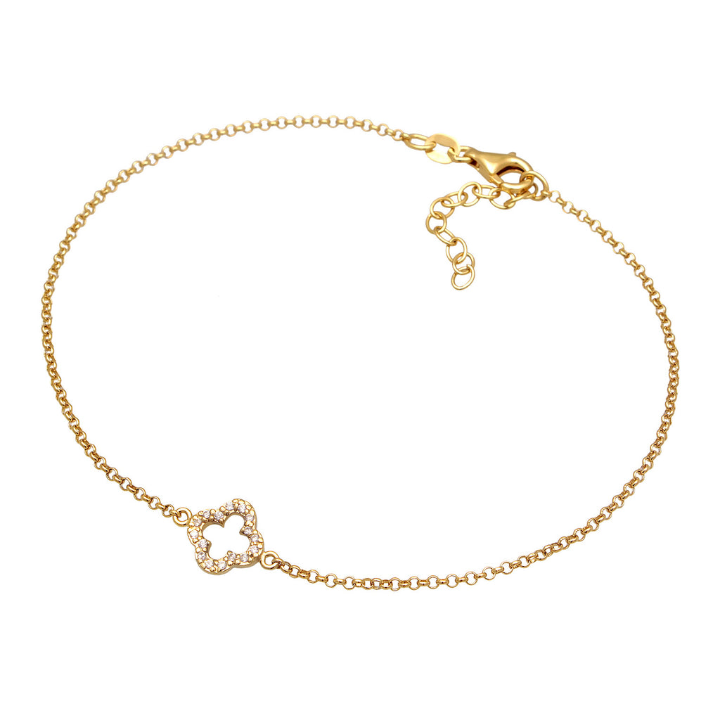 Gold - Elli | Armband Kleeblatt Symbol | 925er Sterling Silber Vergoldet