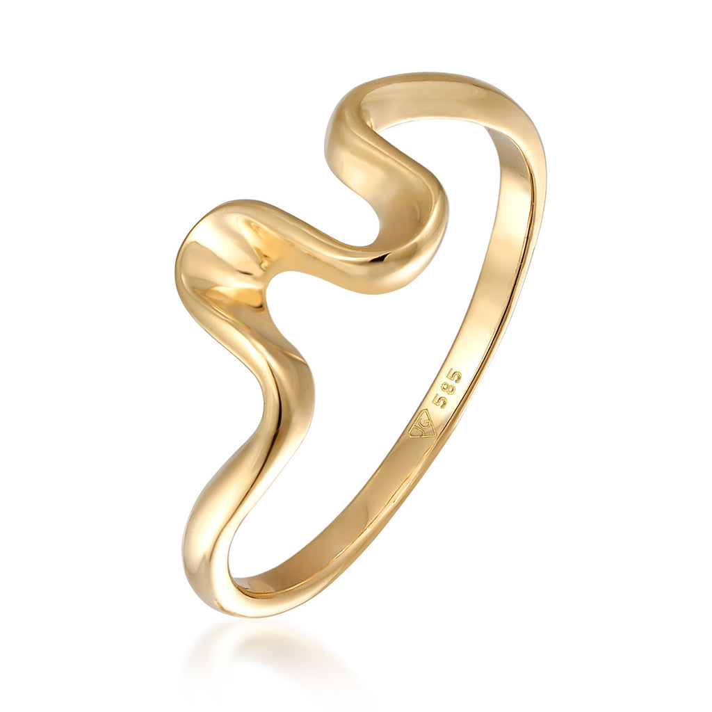 Gold - Elli PREMIUM | Ring Welle Organic | 585er Gelbgold