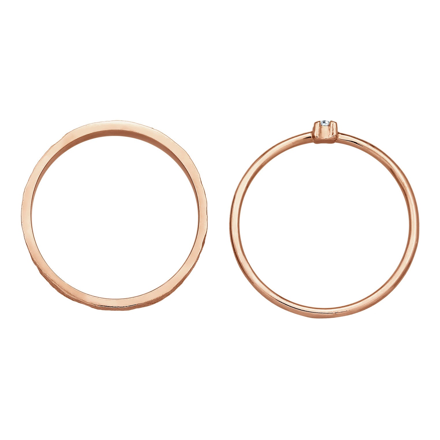 Roségold - Elli | Bandring Set Solitär | Mit Kristallen von Swarovski® (Weiß) | 925er Sterling Silber Rosévergoldet