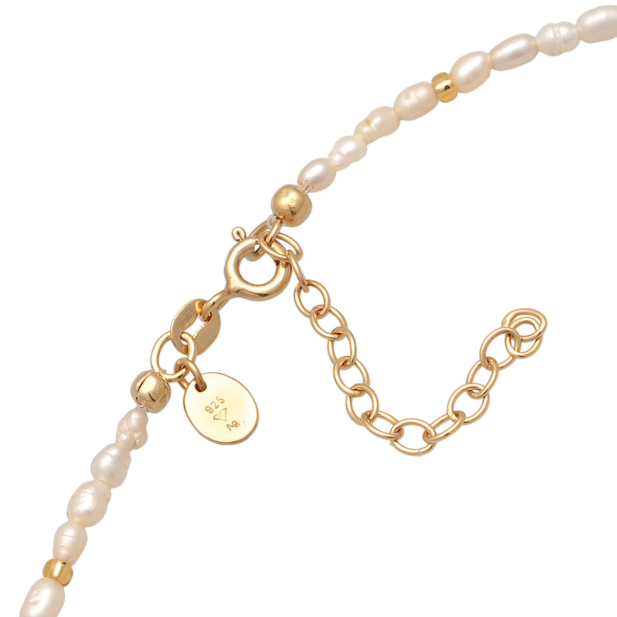 Weiß - Elli PREMIUM | Choker Plättchen| Süßwasserperlen | 925er Sterling Silber Vergoldet