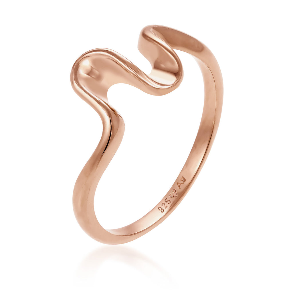 Roségold - Elli | Ring Welle | 925 Sterling Silber Rosévergoldet