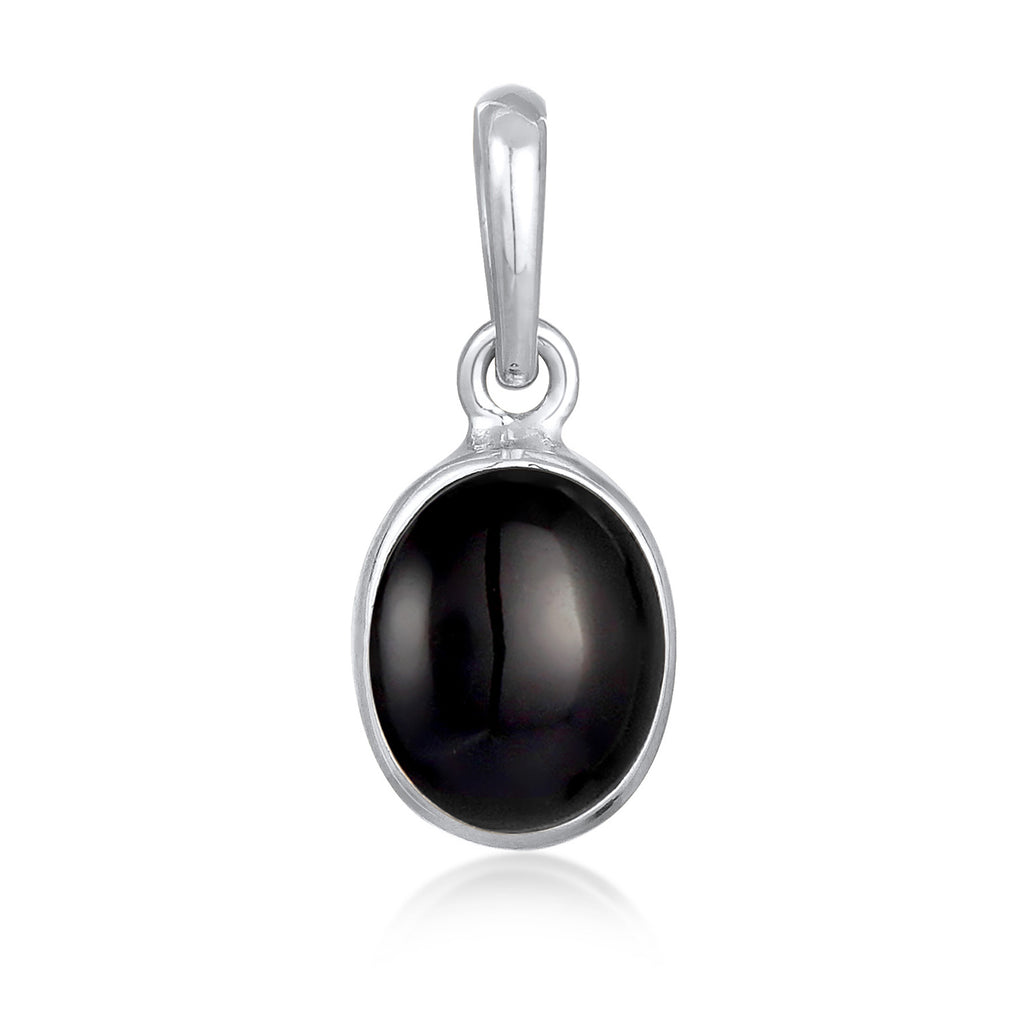 Silber - Elli | Charm Oval | Onyx (Schwarz) | 925 Sterling Silber